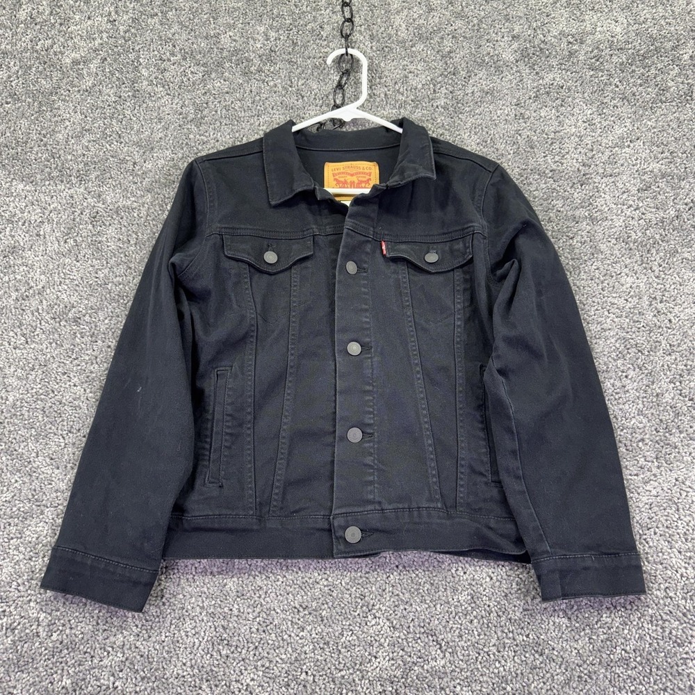 Levi's Jacket Kids M 10-12 Black Denim Trucker Button Casual School Outerwear